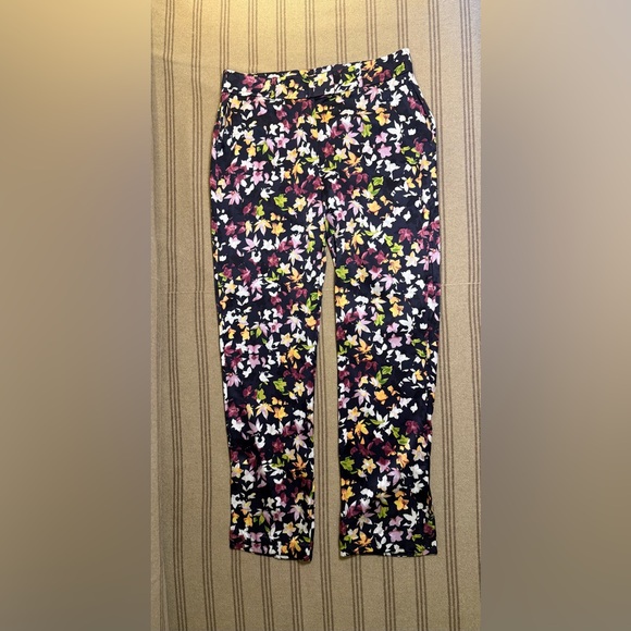 Equipment Femme Florence 100% Silk Trouser Pants Multi Floral Straight Leg - Picture 6 of 6